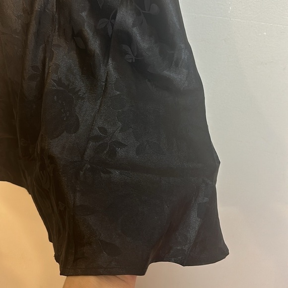 Lulus Close to Your Heart Black Satin Jacquard Cowl Mini Floral Slip Dress - Picture 16 of 16